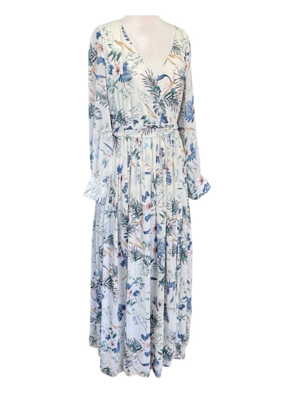 Pink Lily My Dearest Darling Botanical Floral Boho Maxi Dress Long Sleeve M